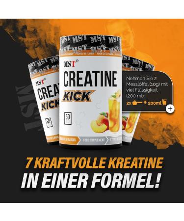 Buy Creatine Kick Powder - 7 Types of Creatine with Carbs & Citrulline | MST Nutrition Germany | Peach Ice Tea | 500g | International Shipping - Buy Online on GoSupps.com