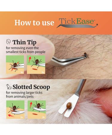 TickEase Dual-Tipped Tick Remover Tool for Humans & Pets - Tick Tweezers with Magnifier & Testing Instructions - Buy Online on GoSupps.com