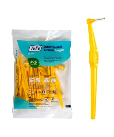 TEPE Interdental Brush Angle Angled Dental Brush for Teeth Cleaning Pack of 25 0.7 mm Medium Gaps Yellow Size 4 Yellow - 0.7 Mm