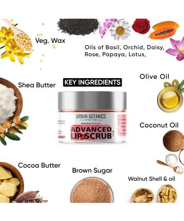 UrbanBotanics Advanced Lip Scrub Balm - Brightening Dark Lips Treatment for Men & Women - 40g Lip Care for Smokers Dry and Chapped Lips - Buy Online on GoSupps.com