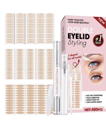 Eyelid Tape, Invisible Eyelid Lifter Strips with Lifting Cream, Fork Rods & Tweezers, for Naturally Instant Eyelid Lift Pink