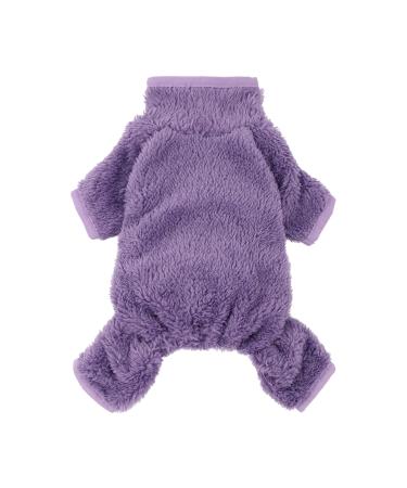 Fitwarm Dog Fuzzy Velvet Pajamas, Dog Winter Clothes for Small Dogs Boy Girl, Pet Jumpsuit, Cat Apparel Small Purple