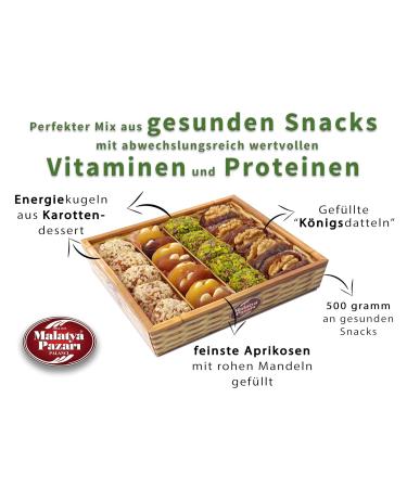 Healthy Vegan Snacks Gift Basket - Gluten-Free Dried Fruits Mix | Apricots Pistachios Almonds Figs Walnuts & Dates (500g) - Buy Online on GoSupps.com