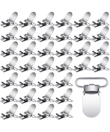 Hotop 60 Pieces Metal Pacifier Suspender Clips Straps Holder Fasteners Clips Baby Pacifier Suspender Snap Heavy Duty Fasteners Clips for Making Pacifier Holders Bib Bed Sheet Fasteners Toy Clip