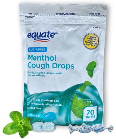 Equate Sugar Free Menthol Cough Drops- 70ct (1 Pack) Set with Fusion Shop Store Box (1) Small - Buy Online on GoSupps.com