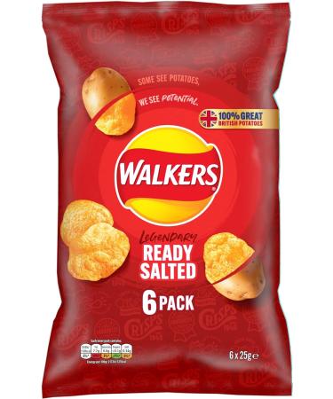 Walkers Ready Salted Multipack Crisps 6x25g (Pack of 4) 25 g (Pack of 24) - Buy Online on GoSupps.com
