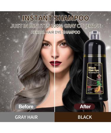 Hair Dye Shampoo 3 IN 1 | Instant Black Hair Color for Men & Women | 100% Grey Coverage | Natural Dye in Minutes (500ML - Buy Online on GoSupps.com
