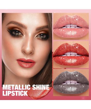  Vawolecy Sparkling Metallic Lip Gloss Gothic Diamond Lipstick with Intense Light Glittering Lip Gloss for Women and Girls - Buy Online on GoSupps.com