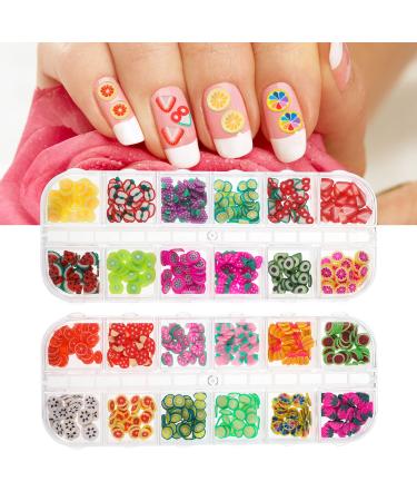 Opopark 24 Box Nail Art Fruit Slices 3D Fruit Nail Stickers Mini Fruit Nail Art Decoration DIY Craft Accessories