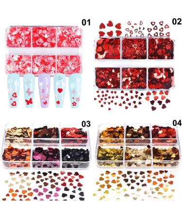 DIY Nail Supplies Shiny Love Heart Nail Decoration Decals Stickers Nail Art Sequins(02) - Buy Online on GoSupps.com