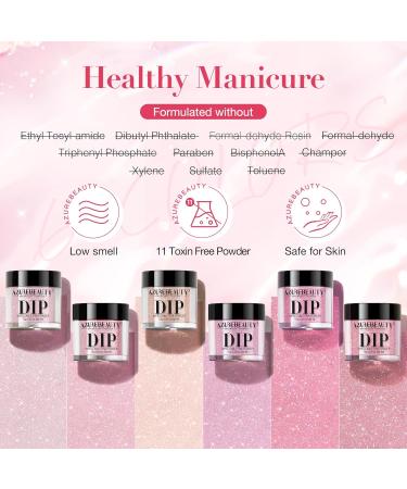 AZUREBEAUTY Dip Powder Nail Kit 6 Colors Jelly Pink Nude & Hot Pink | French Nail Art DIY Set | No Lamp Needed | Perfect Mother s Day Gift - Buy Online on GoSupps.com