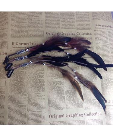 Fodat Set of 3 Handmade Boho Hippie Hair Extensions - Feather Clip Comb Headdress Hairpin DIY Accessories for Women - Buy Online on GoSupps.com
