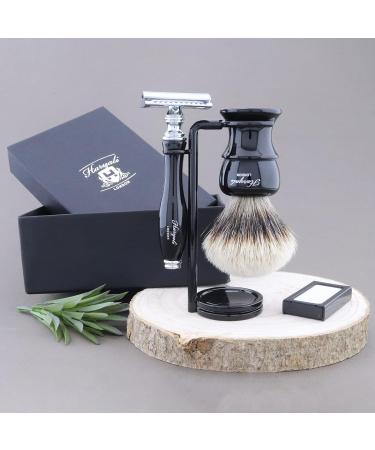Haryali London Razor Set | Double Edge Razor Plane & Shaving Brush Gift Set - Black Shaving Rack Included | International Shipping Available - Buy Online on GoSupps.com