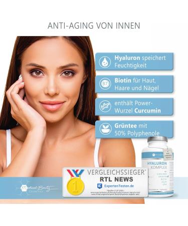 180 Vegan Hyaluronic Acid Capsules 600mg with Zinc Curcumin & Green Tea Extract - Additive-Free Biotin & Selenium - Made in Germany - Buy Online on GoSupps.com