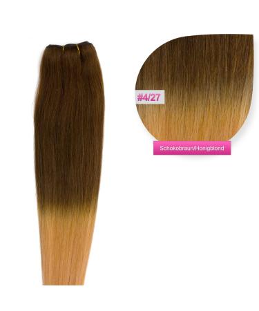 WEFT Extensions Real Hair Tress Glamxtensions smooth 100% Remy Indian real hair Human Hair - 50cm Ombr Balayage in the color 4/27 - hair extension hair compression to sew in
