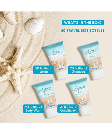 Aqua Organics Hotel Soaps & Toiletries Bulk Set - 80 Travel Size Amenities for Hotels & Airbnb | 1oz Shampoo Conditioner Body Wash & Lotion - Buy Online on GoSupps.com