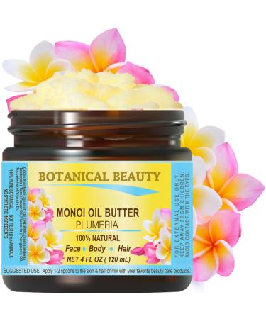 Botanical Beauty MONOI OIL BUTTER PLUMERIA Frangipani Pure Natural Virgin Unrefined RAW for FACE SKIN BODY HAIR NAILS (4 Fl Oz) 4 Fl Oz (Pack of 1)