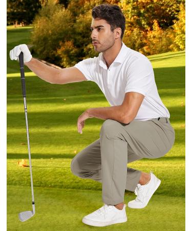 SPECIALMAGIC Men's Golf Pants Stretch Slim Fit Lightweight Tapered Zipper Pockets Stone 32W x 30L - Buy Online on GoSupps.com