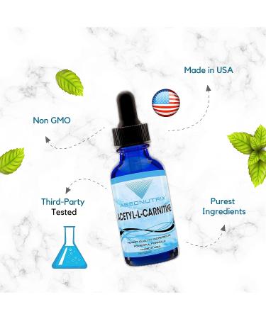 Absonutrix Acetyl L-Carnitine Liquid Drops - 593mg/Serving, 200 Servings, Quick Absorption, Gluten-Free, Non-GMO - GMP-Certified, Third-Party Tested, Made in USA - Buy Online on GoSupps.com