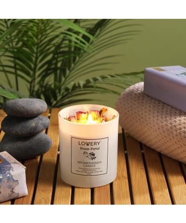 Rose Scented Candle with Dried Flowers - 9oz Soy Wax 55h Burn Perfect Aromatherapy Gift for Women Birthday & Self Care Ideas for Moms - Buy Online on GoSupps.com