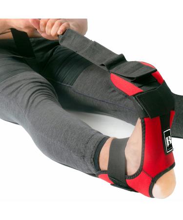 RIMSports Foot Stretcher and Calf Stretcher - Leg Stretcher Strap for Plantar Fasciitis and Achilles Tendonitis, Foot & Leg Stretch Strap for Hamstring, Leg Stretching Straps for Dancers and Yoga Red