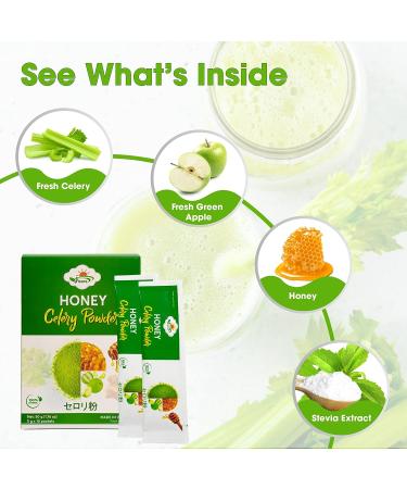 Visora Honey Celery Powder: Cleanse & Detoxify | Digestion & Immune Support | Antioxidant & Vitamin C Boost | Vegan (10 Servings) - Buy Online on GoSupps.com