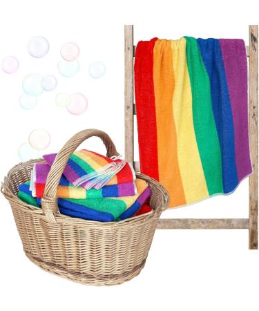 Lashuma Wash Gloves - Terry Cloth 4-Pack Rainbow Striped Washcloths 15x21 cm Soft & Absorbent Towels for All Skin Types | International Shipping - Buy Online on GoSupps.com