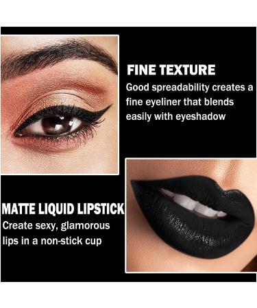 CAHIUYOA Black Matte Lipstick and Lip Liner Set - Long Lasting & Waterproof for Halloween & Cosplay - Buy Online on GoSupps.com