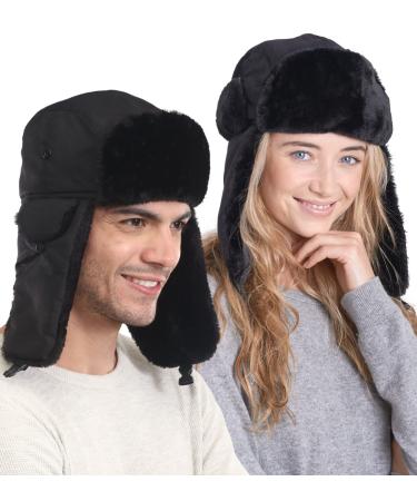 Winter Trapper Hat - Russian Ushanka Trooper Aviator Hats for Men & Women - Snow Eskimo Hat with Ear Flaps for Cold Weather Without Mask