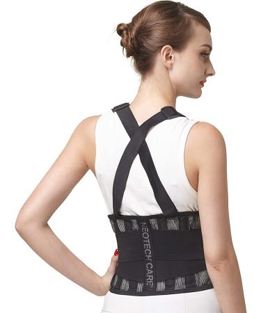 NeoTech Care Back Brace with Suspenders - Light & Breathable Lumbar Support Belt for Lower Back Pain - Size S, Black Color - Buy Online on GoSupps.com