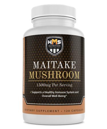 HMS Nutrition Maitake Mushroom - Grifola frondosa - Potent 1500mg 120 Vegetable Capsules 2 Month Supply Vegan Non-GMO