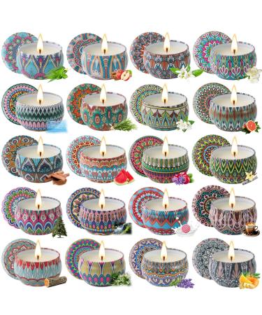 Scented Candles Gifts Set 20 Pack Candles for Home Scented Stress Relief Gifts for Women 450H Lasting Burn Soy Wax Aromatherapy Candle Set for Birthday Valentine's Christmas Mother's Day