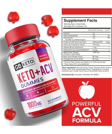 5 Pack G6 Keto ACV Gummies for Weight Loss | Vegan Formula with Apple Cider Vinegar, B12 & Beet Root | 300 Gummies - Buy Online on GoSupps.com