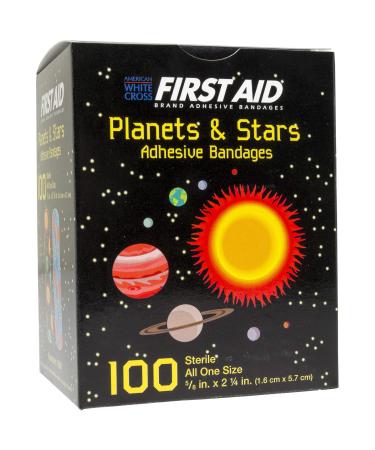 First Aid Children's Adhesive Bandages: Planets and Stars 100 Per Box