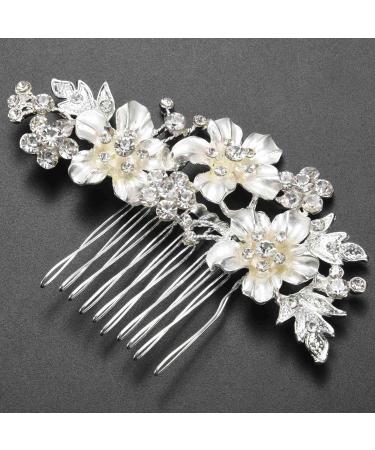 Bahderaus Wedding Bridal Hair Combs Vintage Imitation Crystal Hairpins Prom Jewelry Gold Silver Flower Pattern Hair Accessories Pins Women Silver - Buy Online on GoSupps.com