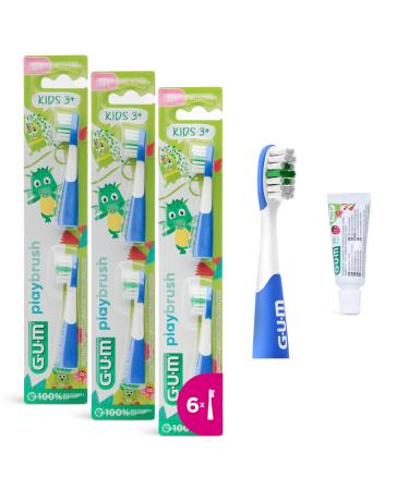 GUM Playbrush Kids 3+ Brush Heads | Compatible with GUM Playbrush Electric Toothbrush | Extra Soft Bristles | Small Head | 3x