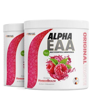 Alpha EAA Powder 2x462g Raspberry Brause - Incredibly delicious EAA drink powder all 8 essential amino acids vegan Eaas amino acids/amino workout drink optimal value made in Germany raspberry shower 924 g (2 Pack)