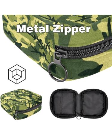 Cool Green Camouflage Menstruation Pad Bag with Zipper - Women's Napkin & Tampon Organizer - Buy Online on GoSupps.com