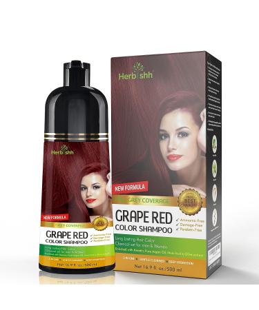 Herbishh Hair Color Shampoo for Gray Hair - Grape Red 500ml | Long-Lasting 3-in-1 Magic Hair Dye Shampoo - Ammonia-Free - Buy Online on GoSupps.com