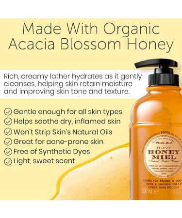 Perlier Sweet Honey Miel Shower & Bath Cream - 100% Organic Italian Honey - 101.3 Fl Oz - Nourishing & Soothing Luxury Bath Cream - Buy Online on GoSupps.com