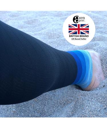 aZengear Calf Compression Sleeves for Men & Women - Shin Splint Support Brace - Compression Calf Guards for Torn Muscles - Leg Sleeves for Cramps (S-M Black w/Blue) - Buy Online on GoSupps.com