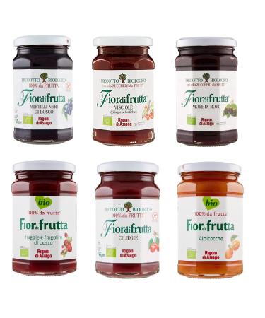 Italian Gourmet E.R. Rigoni di Asiago Fiordifrutta Organic Spreads 250 g + Pulp Italian Gourmet 400 g Pack of 6