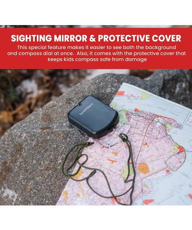 Sighting Compass Mirror Adjustable Declination - Boy Scout Compass Survival Camping | Base Plate Compass Kids Navigation | Orienteering Compass Hiking Map Read Military Compass Backpacking Clinometers Red - Buy Online on GoSupps.com