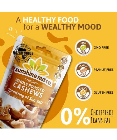 Sunshine Nuts Co. Whole Roasted Lightly Salted Cashews - Gluten Free, Peanut Free, Vegan Snack Packs - GMO Free - 2 Pack, 7 oz. Each - Buy Online on GoSupps.com