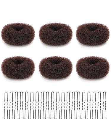 Aivwis 6 Pcs Small Hair Bun Maker for Kids, Hair Ring Style Bun Maker Set for Making DIY Hair Styles Magic Hair Twist Styling Accessories, Ring Style Donut Bun Maker Set with 20pcs Hair Bobby Pins Brown - Buy Online on GoSupps.com
