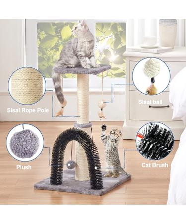 Cat Scratching Post with Sisal Rope, Arch Self Groomer, and Plush Cover - Ideal for Indoor Cats and Kittens - Buy Online on GoSupps.com