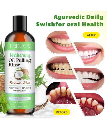 Coconut Oil Pulling for Healthy Teeth & Gums | 237ML Coconut + Mint Mouthwash with Essential Oils | Boost Oral Hygiene - Buy Online on GoSupps.com