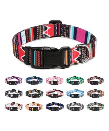 Mercano Dog Halison Complaint soft nylon comfort & robust patterned dog collar for small medium -sized dog puppies (s trunk pink) s tribe pink