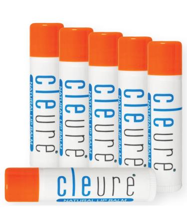 Cleure Organic All Natural Lip Balm - Paraben Free Fragrance Free Flavor Free & Petroleum Free SPF Lip Balm & Hydrating Lip Butter (.15 oz 6 Pack)