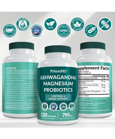 5-in-1 Cortisol Supplement for Women and Men with Ashwagandha for Calmness Focus and Adrenal Support Supplements with Shilajit Extract Magnesium Glycinate Probiotics (120 ct) (Pack of 1) 120 Count (Pack of 1) - Buy Online on GoSupps.com